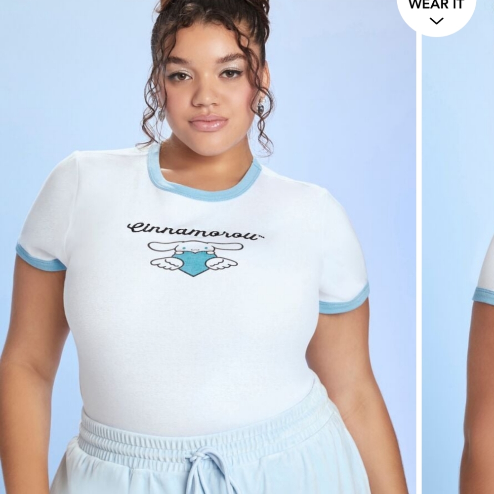 (SOLD) Forever 21 x Hello Kitty Cinnamoroll Ringer Tee Plus size 1X